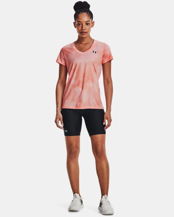 Women's UA Velocity Printed V-Neck Short Sleeve, Pink, pdpMainDesktop image number 2